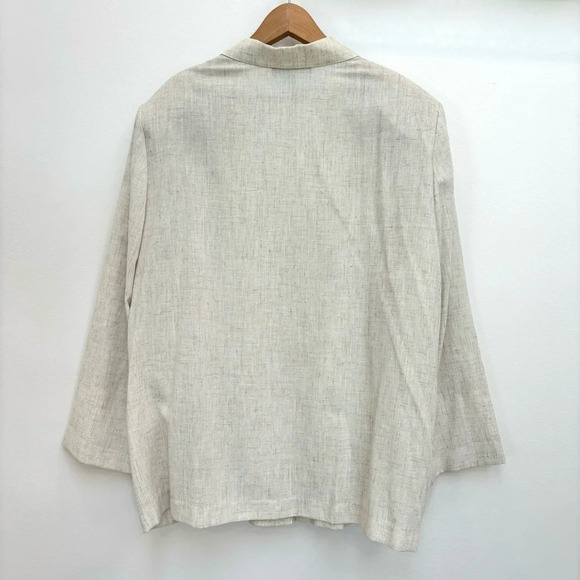 Vintage Sag Harbor Woman Natural Beige Linen Blend One Button Blazer Plus 24W - Picture 2 of 8